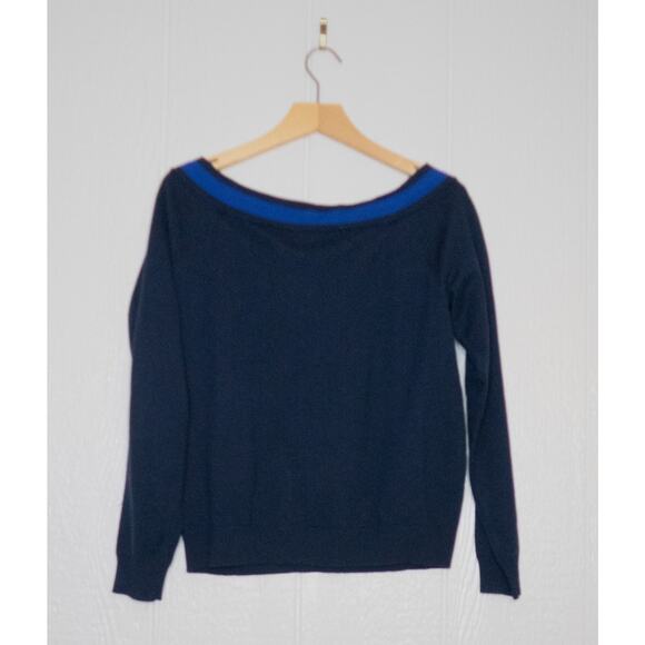 L'AGENCE 'Antoinette' V-Neck Varsity Blue Sweater LARGE NWT $295 - Picture 10 of 12